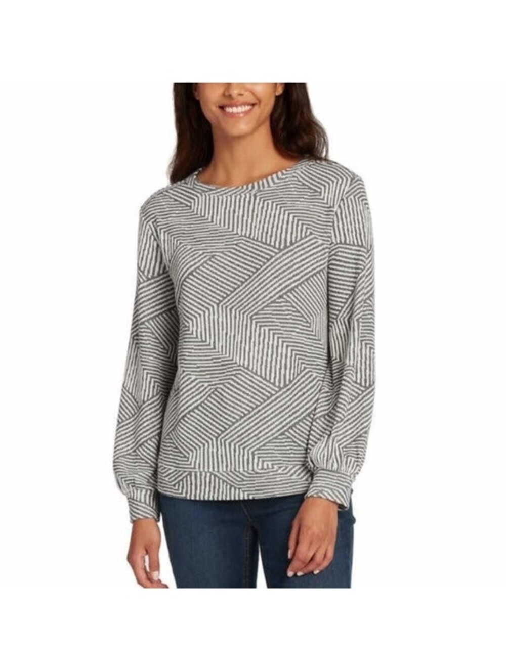 Ellen Tracy Womens Crewneck Pullover Sweatshirt Size M